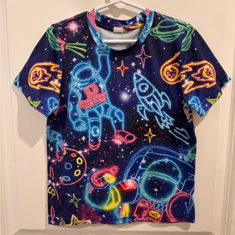 Neon Space Graphic Kids T-Shirt - Multicolor